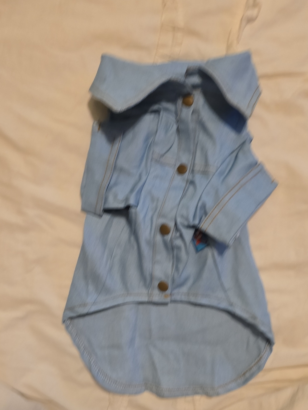 Light Blue Denim-Look Dog/Kitty Button-Up Shirt Fits Up To 12 Lbs
